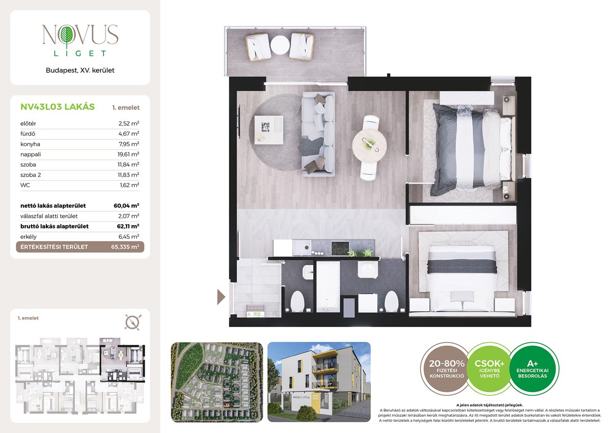 Lakás · 3 hálószoba · 60 m² · 77.990.000 Ft