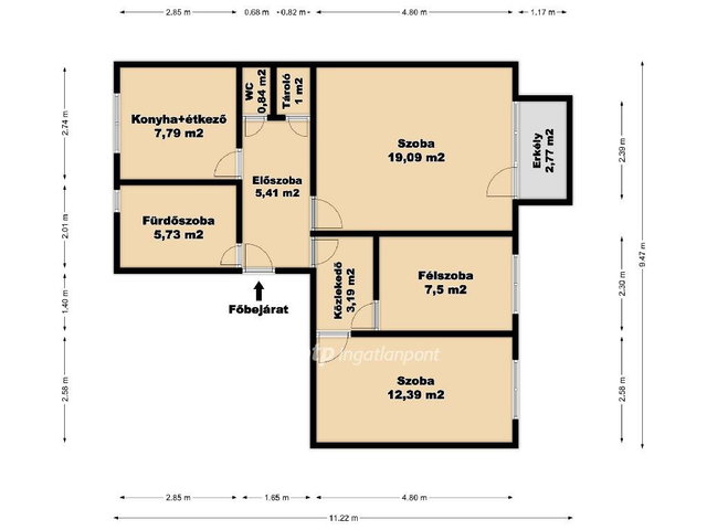 Eladó téglalakás, Püspökladányban 38 M Ft, 2+1 szobás