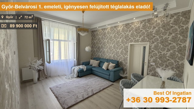 Eladó téglalakás, Győrött 89.9 M Ft, 3 szobás