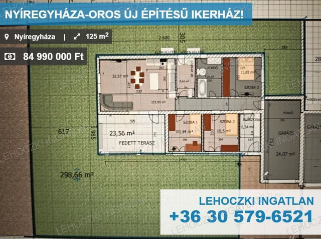 Eladó ikerház, Nyíregyházán 84.99 M Ft, 4 szobás