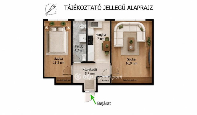 Eladó téglalakás, Ecseren 58.9 M Ft, 2 szobás