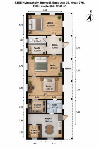 Eladó családi ház, Nyírcsaholyon 21.5 M Ft, 3+1 szobás
