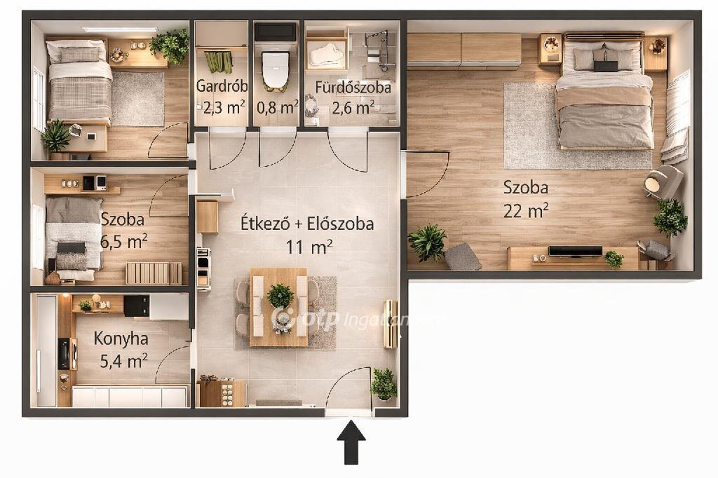 1 bed · 57m² · 64.900.000 ft