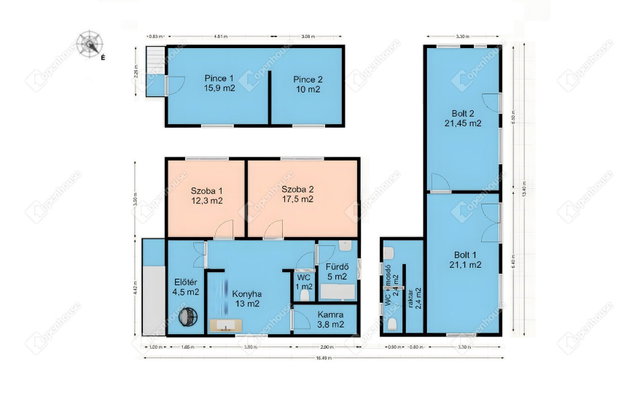 Eladó üzlethelyiség, Sajószentpéteren 19.99 M Ft, 4 szobás