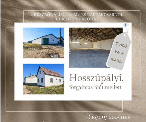 Eladó ipari ingatlan, Hosszúpályin 125 M Ft, 3 szobás