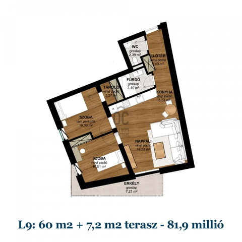 Eladó téglalakás, Pécsett 81.9 M Ft, 3 szobás