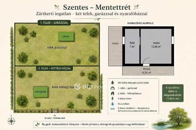 Eladó nyaraló, Szentesen 7 M Ft, 1+1 szobás