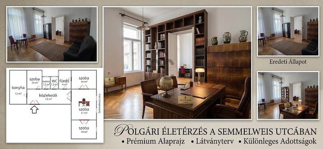 Eladó téglalakás, Budapesten, V. kerületben, Semmelweis utcában