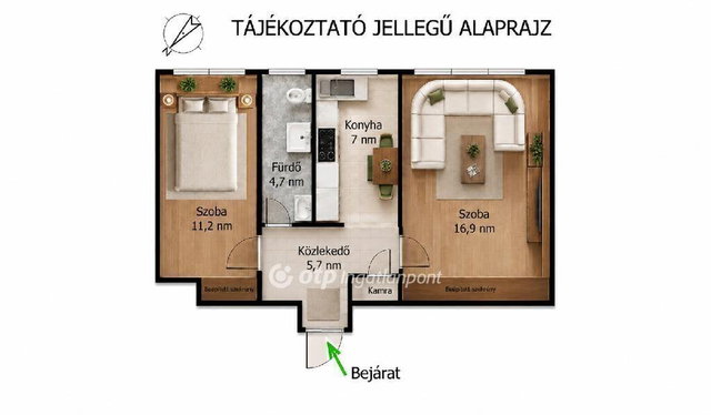 Eladó téglalakás, Ecseren 58.9 M Ft, 2 szobás