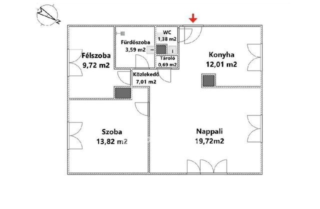 Eladó téglalakás, Egerben 62.5 M Ft, 2+1 szobás