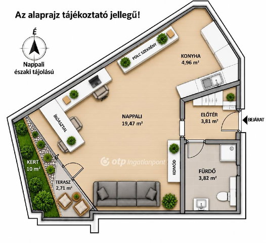 Eladó téglalakás, Győrött 46.5 M Ft, 1 szobás