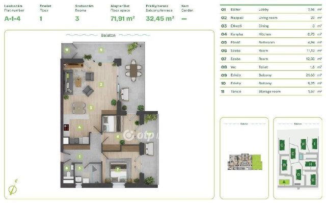 Eladó téglalakás, Balatonszemesen 143.979 M Ft, 3 szobás