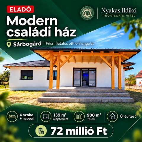 Eladó családi ház, Sárbogárdon 72 M Ft, 4 szobás