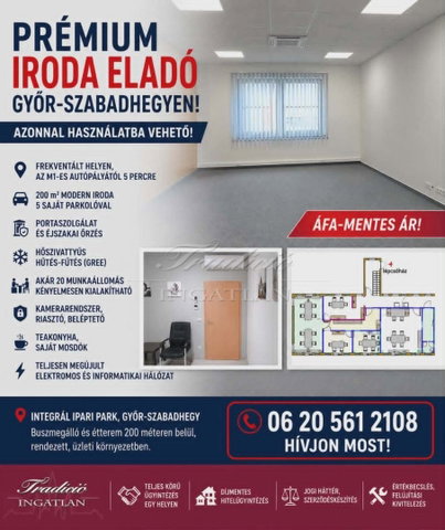 Eladó iroda, Győrött 125 M Ft, 6 szobás / költözzbe.hu