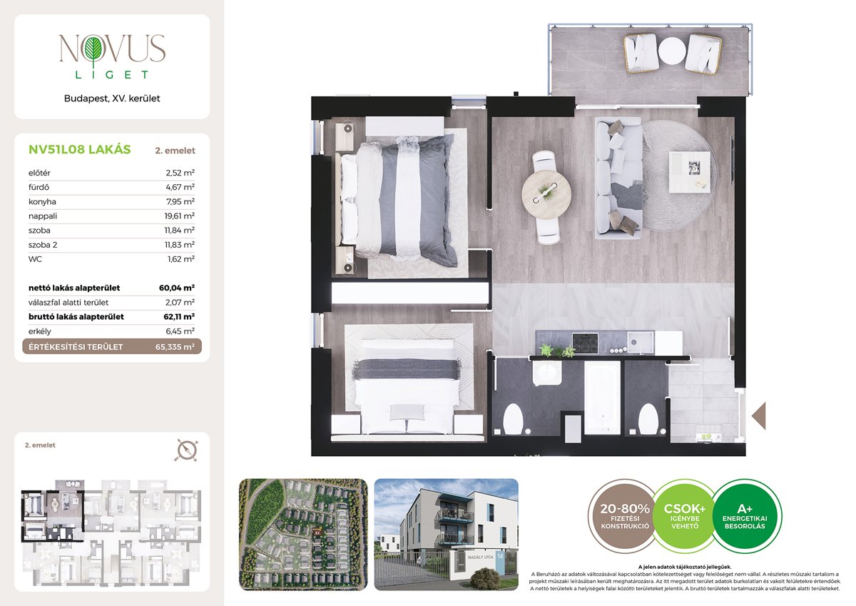 Lakás · 3 hálószoba · 60 m² · 76.990.000 Ft