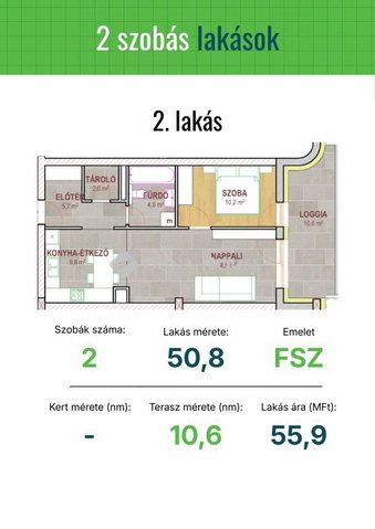 Eladó téglalakás, Tatabányán, Réti utcában 55.9 M Ft