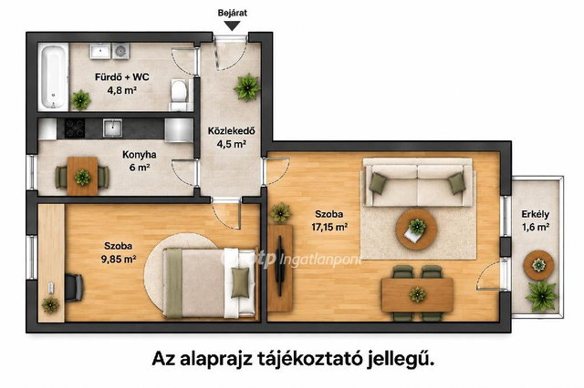 Eladó téglalakás, Százhalombattán 54.9 M Ft, 1+1 szobás