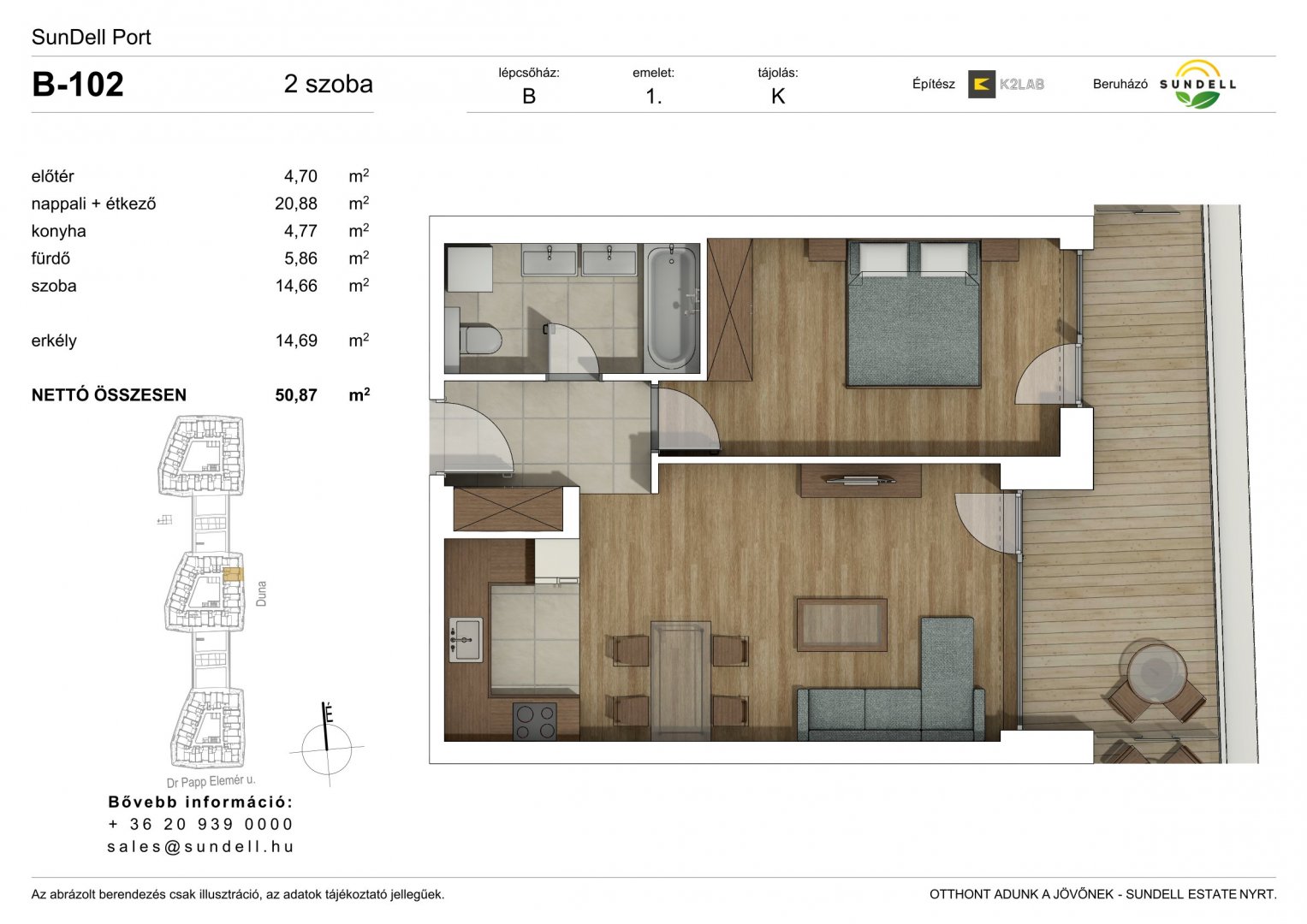 2 hálószoba · 51 m² · 119.300.000 Ft