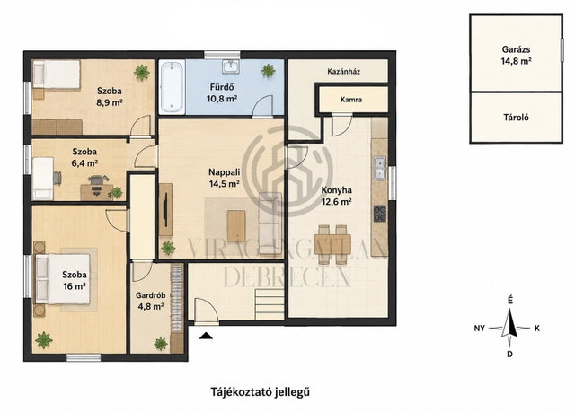 Eladó családi ház, Debrecenben 62.5 M Ft, 2+2 szobás
