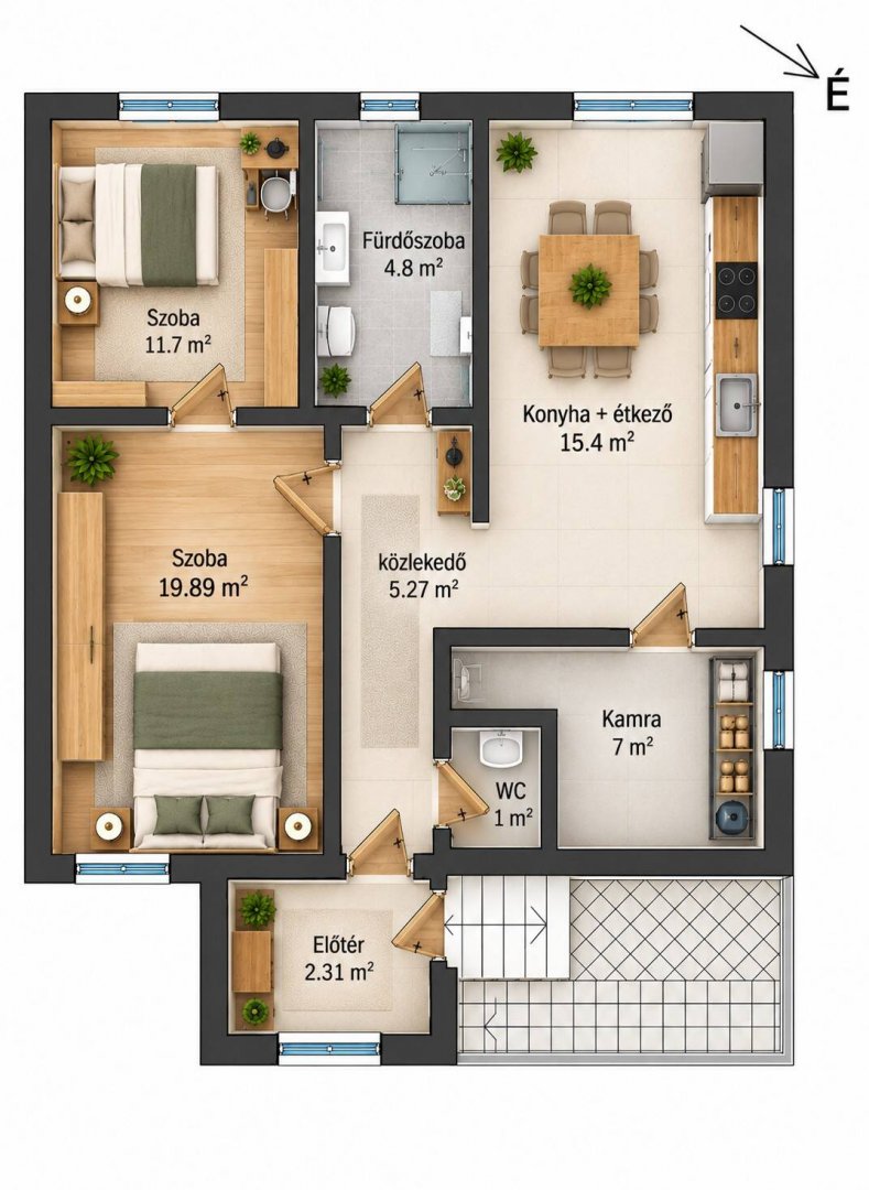 Téglalakás · 1 hálószoba · 67 m² · 37.990.000 Ft