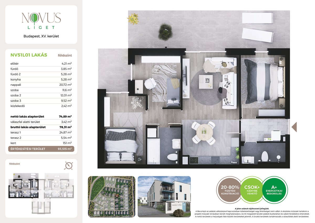 Lakás · 4 hálószoba · 75 m² · 104.990.000 Ft