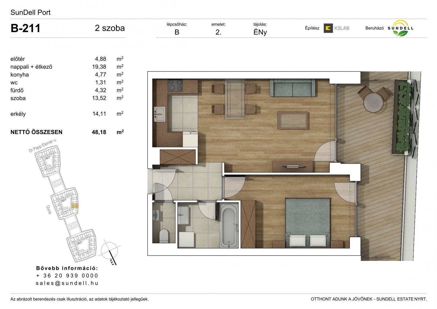 2 hálószoba · 48 m² · 113.200.000 Ft