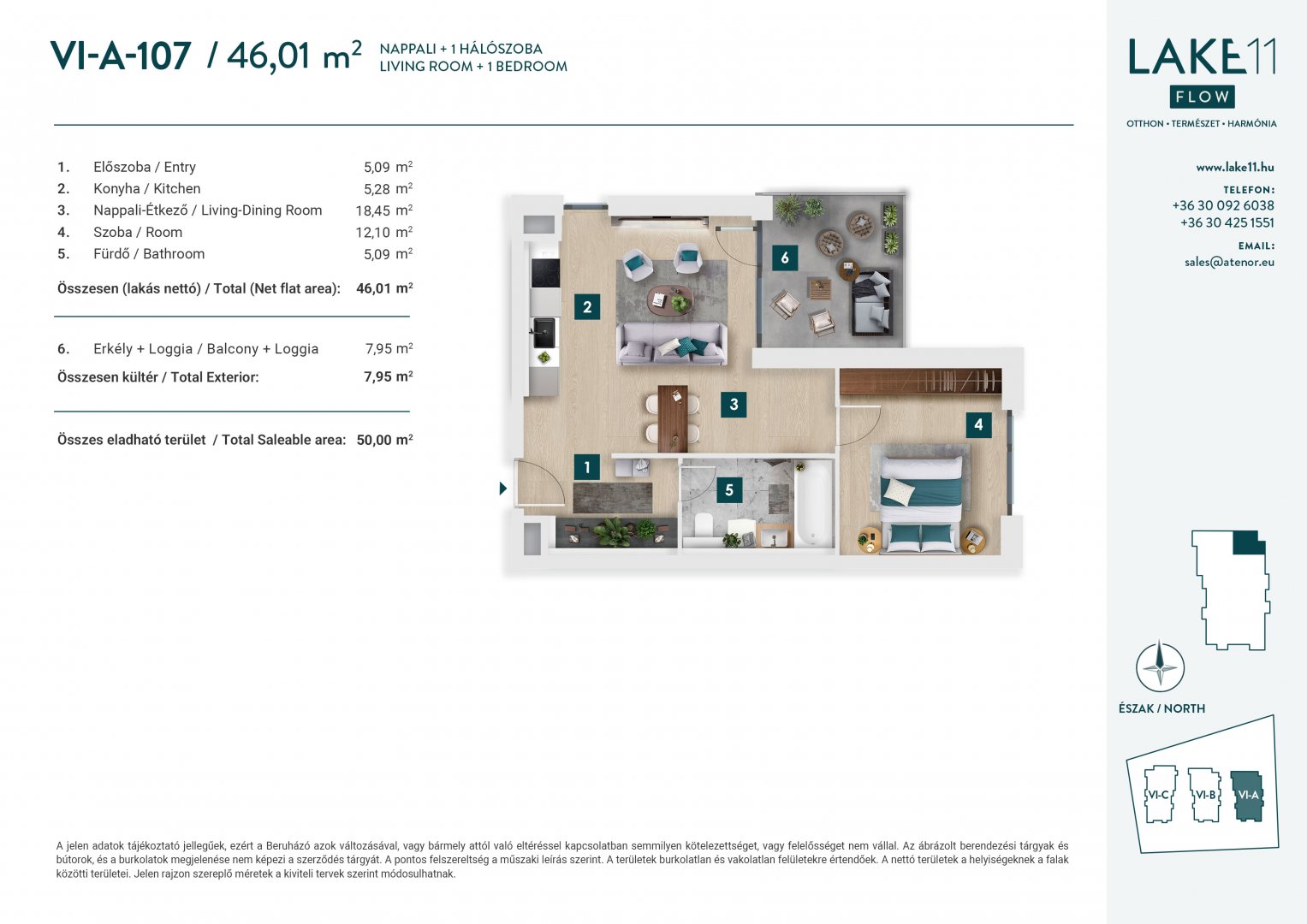 2 bed · 46m² · 88.490.000 ft