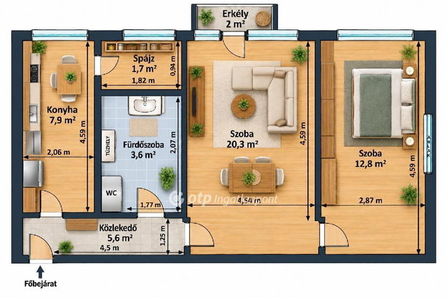 Eladó téglalakás, Szigetszentmiklóson 44.9 M Ft, 2 szobás