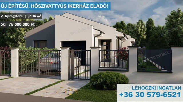 Eladó ikerház, Nyíregyházán 75 M Ft, 4 szobás