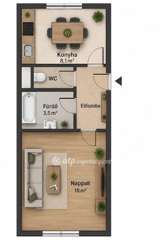Eladó téglalakás, Budapesten, XX. kerületben 48.9 M Ft, 1 szobás