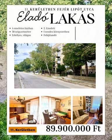 Eladó téglalakás, XI. kerületben, Fejér Lipót utcában