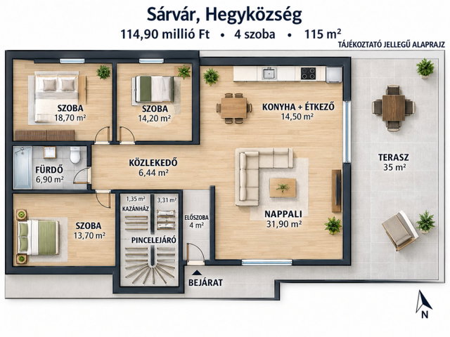 Eladó családi ház, Sárváron 114.9 M Ft, 4 szobás