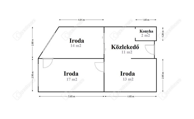Eladó iroda, Miskolcon 21.99 M Ft, 3 szobás / költözzbe.hu