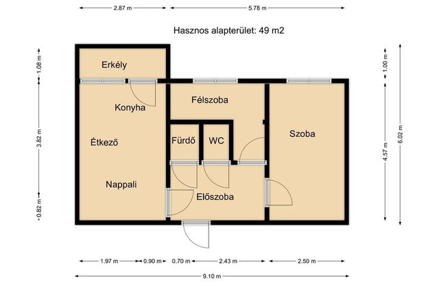 Eladó panellakás, Komáromban 46.9 M Ft, 2+1 szobás