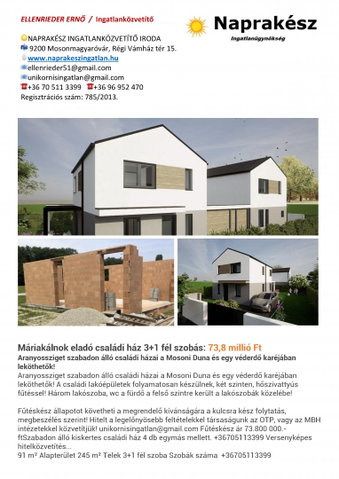Eladó családi ház, Máriakálnokon 82 M Ft, 3+1 szobás