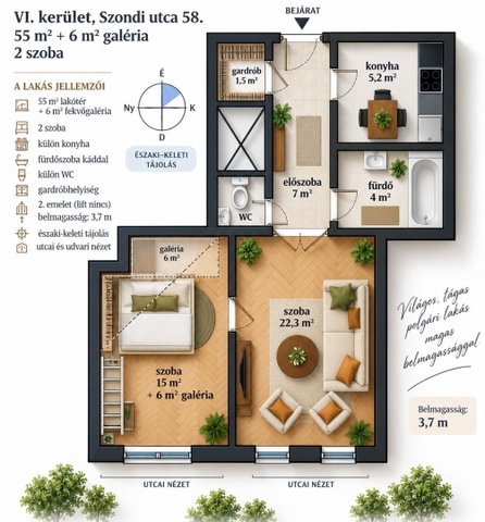 Kiadó téglalakás, albérlet, Budapesten, VI. kerületben