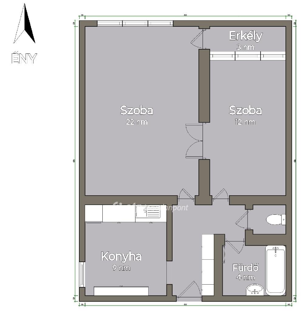2 hálószoba · 56 m² · 60.000.000 Ft