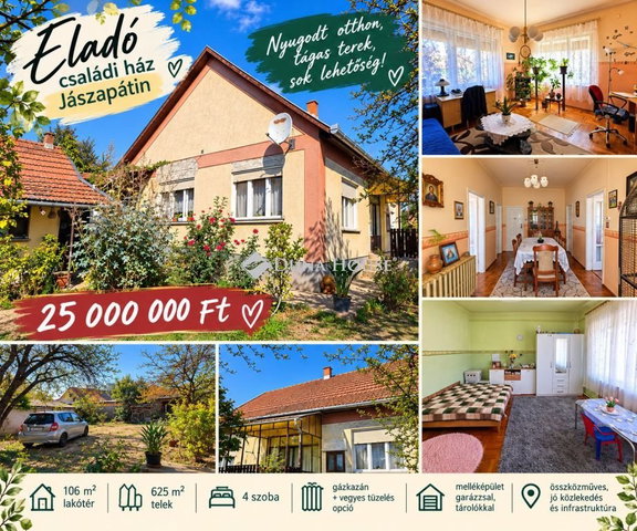 Eladó családi ház, Jászapátiban 25 M Ft, 4 szobás