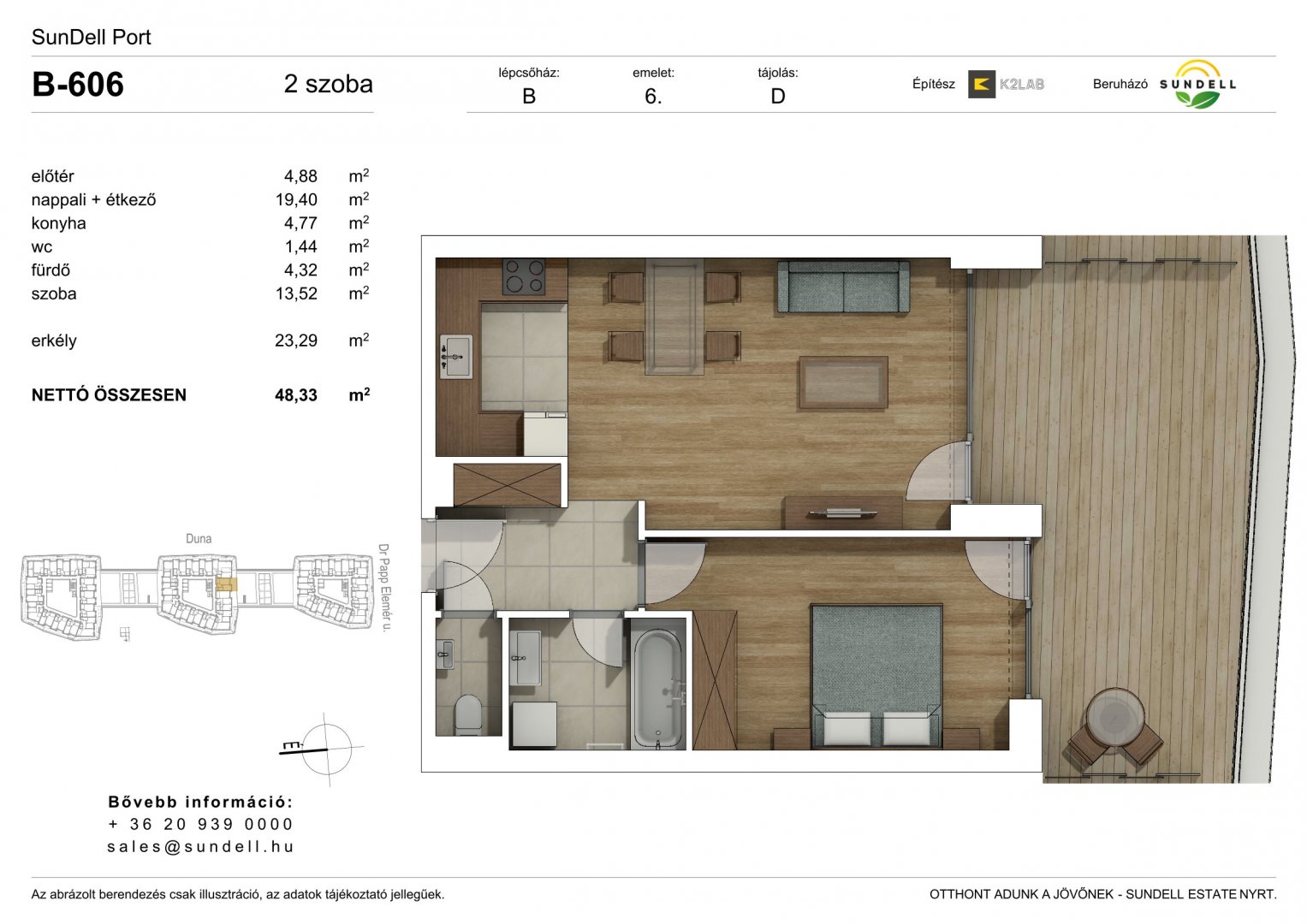 2 hálószoba · 48 m² · 126.200.000 Ft