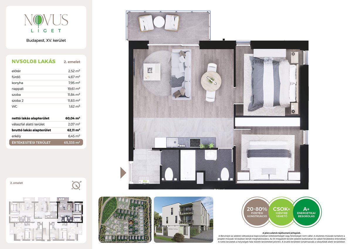 Lakás · 3 hálószoba · 60 m² · 76.990.000 Ft