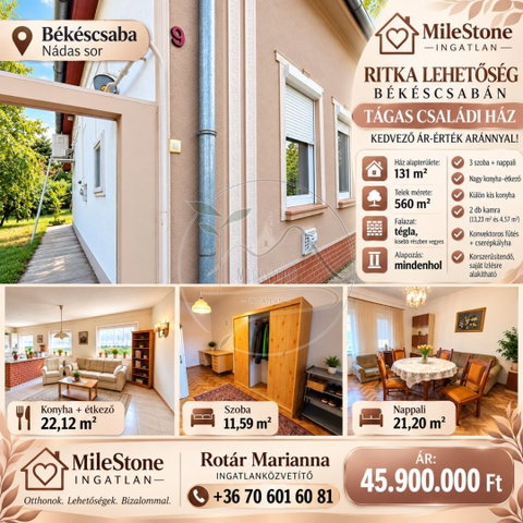 Eladó családi ház, Békéscsabán 45.9 M Ft, 4 szobás