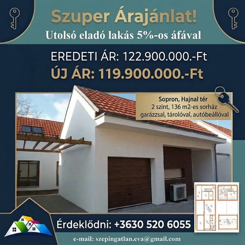 Eladó téglalakás, Sopronban 119.9 M Ft, 5 szobás