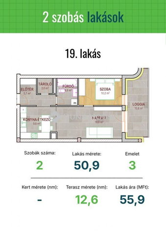 Eladó téglalakás, Tatabányán, Réti utcában 55.9 M Ft