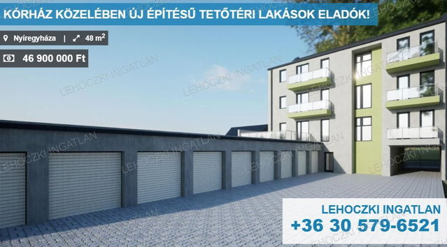 Eladó téglalakás, Nyíregyházán 46.9 M Ft, 2 szobás