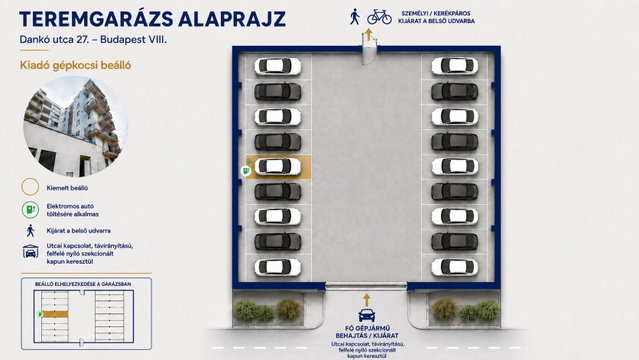 Kiadó garázs, Budapesten, VIII. kerületben 34 E Ft / hó