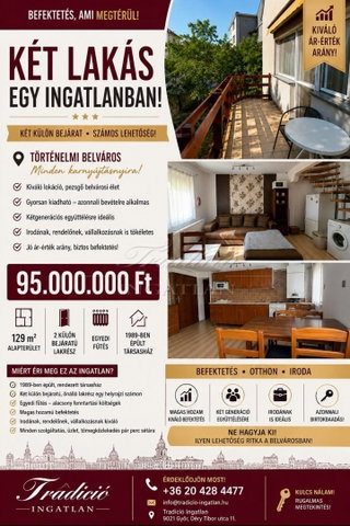 Eladó téglalakás, Győrött 95 M Ft, 5 szobás