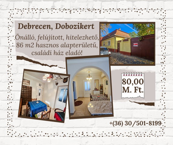 Eladó családi ház, Debrecenben 79.9 M Ft, 3 szobás