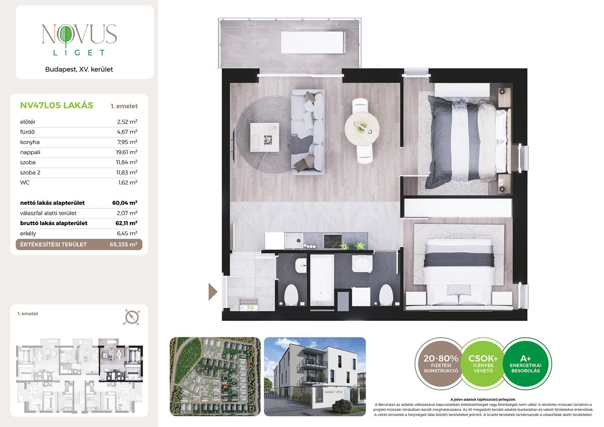 Lakás · 3 hálószoba · 60 m² · 76.990.000 Ft