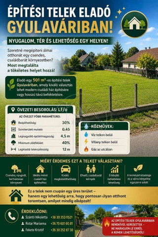 Eladó telek, Gyulán 3.99 M Ft / költözzbe.hu