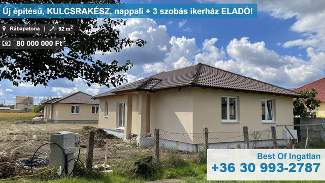 Eladó ikerház, Rábapatonán 80 M Ft, 4 szobás